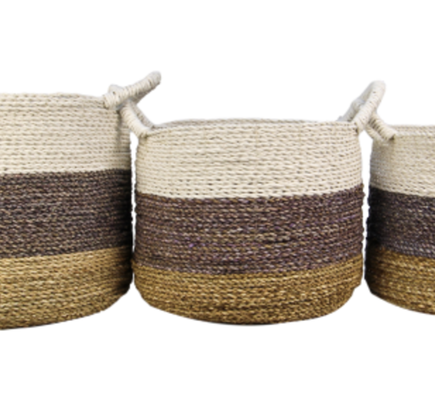 Stylish Basket Set - Set of 3 - Malibu - Natural/Purple/White