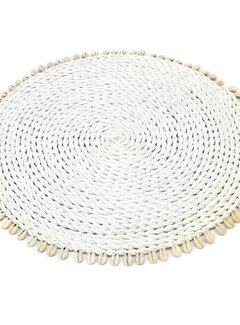 Bazar Bizar Set de Table Blanc - Coquillage Jonc de Mer - 38x38cm