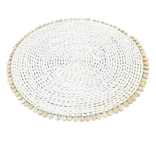 Bazar Bizar Set de Table Blanc - Coquillage Jonc de Mer - 38x38cm