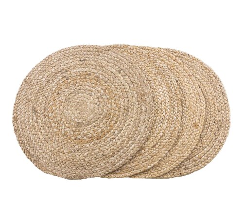 House Nordic Bombay Placemat - Round placemat in braided natural jute S/4 Ã˜38 cm