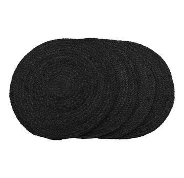 House Nordic Bombay Placemat - Round placemat in braided dark grey jute S/4 Ã˜38 cm