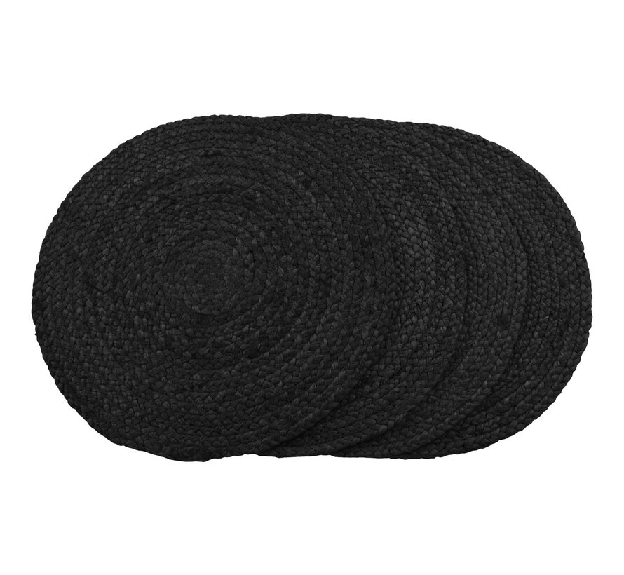 Bombay Placemat - Round placemat in braided dark grey jute S/4 Ã˜38 cm