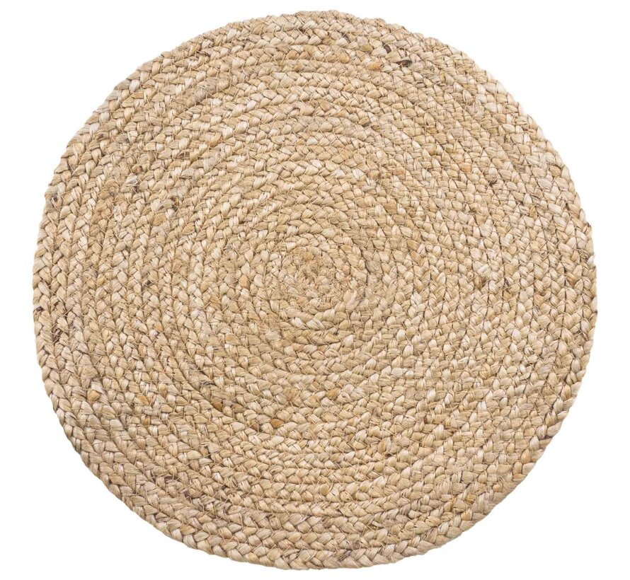 Bombay Placemat - Round placemat in braided natural jute S/4 Ã˜38 cm
