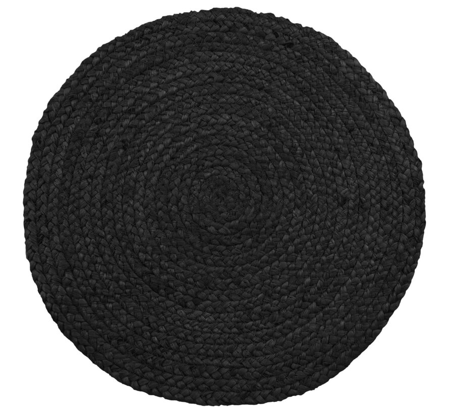 Bombay Placemat - Round placemat in braided dark grey jute S/4 Ã˜38 cm