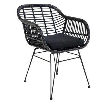 House Nordic Stylish Terrace Chairs - Rattan - Black - 43x41cm