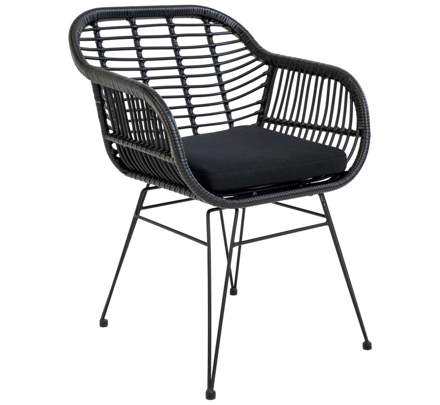 Stylish Terrace Chairs - Rattan - Black - 43x41cm