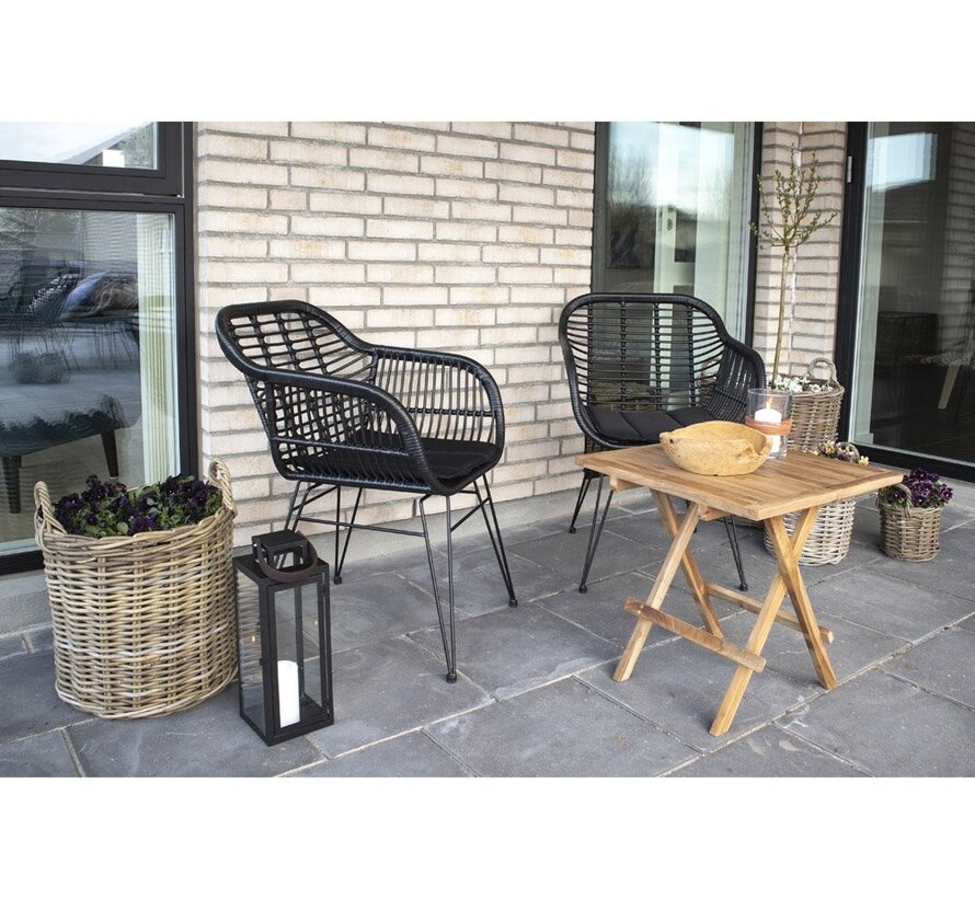 Chaises de terrasse élégantes - Rotin - Noir - 43x41cm