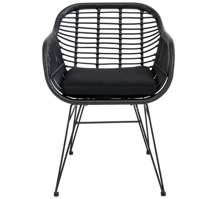 Chaises de terrasse élégantes - Rotin - Noir - 43x41cm