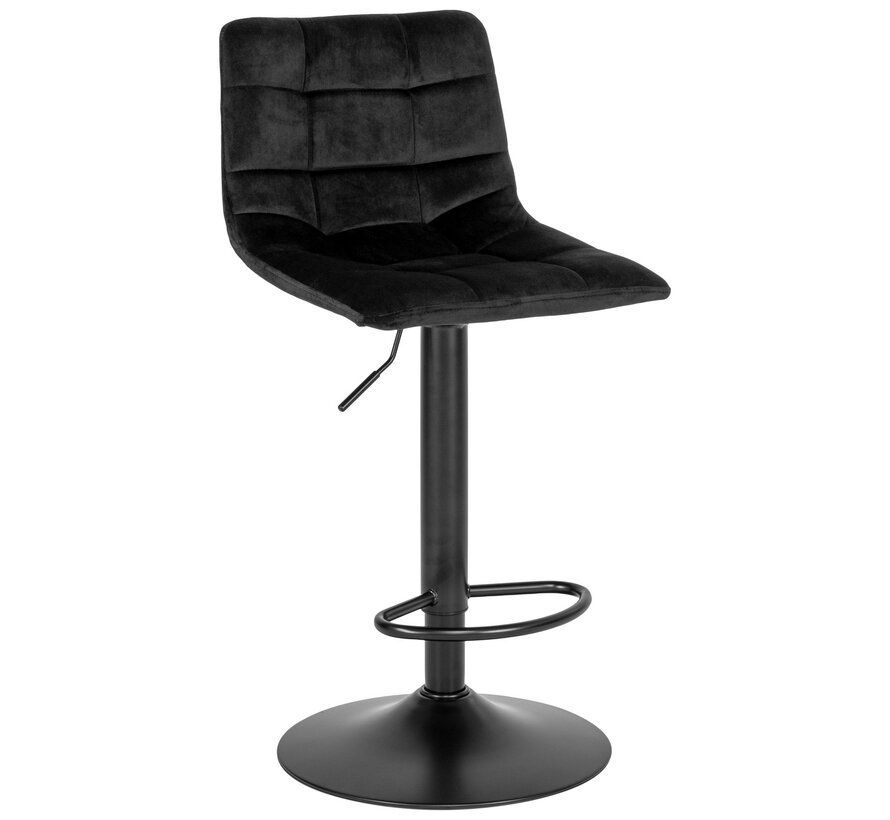 Bar stool - Set of 2 - Velvet - Black