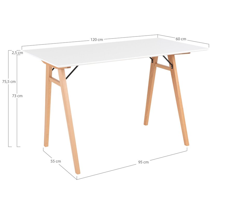 Vojens Desk - Desk in white and natural