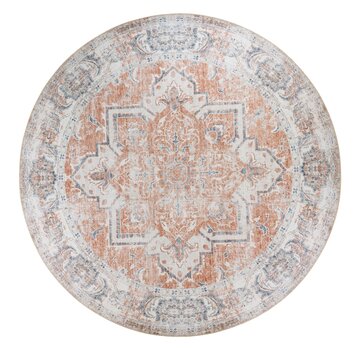 House Nordic Round Carpet - Havana - Orange/Blue - Ø200 cm