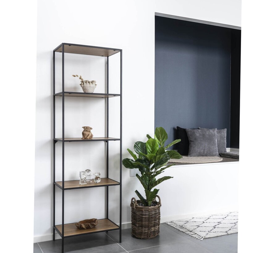 Wall shelf with 5 Shelves - Black - 51x36x170 cm