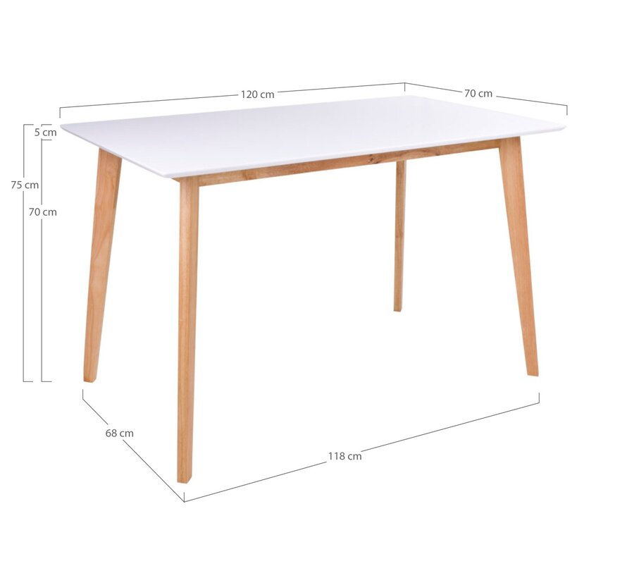 Dining table - Vojens - White - 120x70xh75 cm