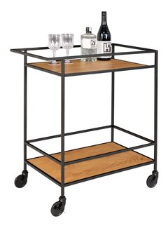 House Nordic Bar Trolley - 2 Shelves - Natural/Black - 68x40x79 cm