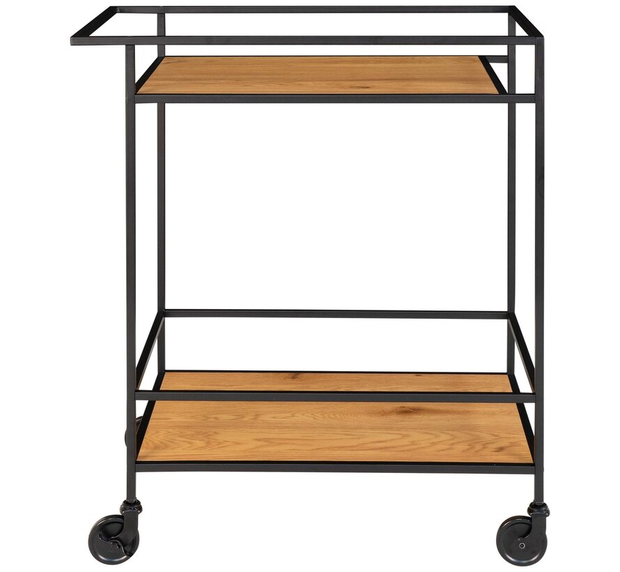 Bar Trolley - 2 Shelves - Natural/Black - 68x40x79 cm