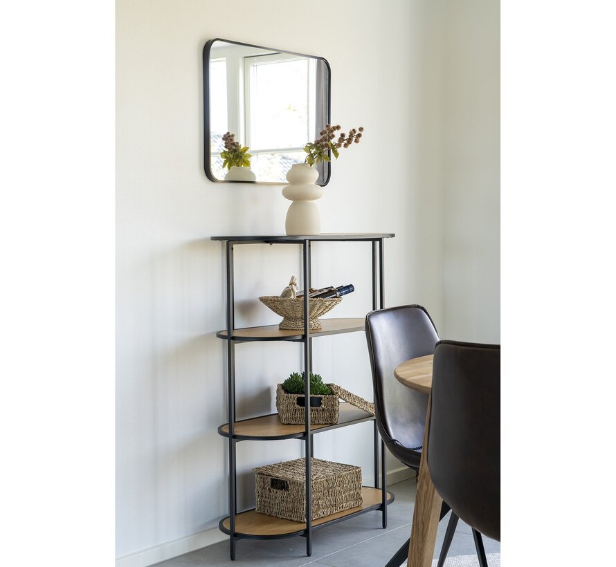 Wall shelf with 4 Shelves - Vita - Natural/Black - 85x36x111 cm