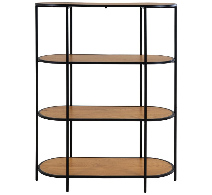 Wall shelf with 4 Shelves - Vita - Natural/Black - 85x36x111 cm