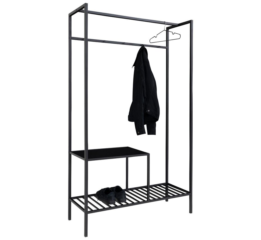 Vita Wardrobe - Wardrobe in black frame with two black shelves