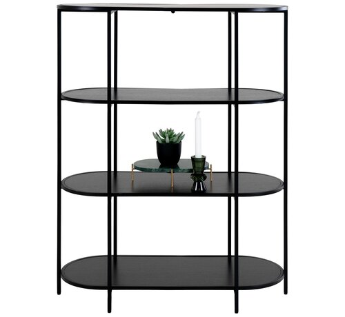 House Nordic Oval Wall Shelf - 4 Shelves - Black - 85x36x111 cm