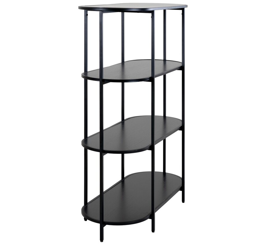 Oval Wall Shelf - 4 Shelves - Black - 85x36x111 cm