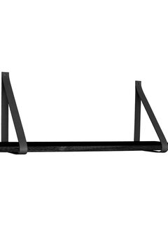 House Nordic Forno Shelf - Shelf in black with black leather straps 120x20 cm
