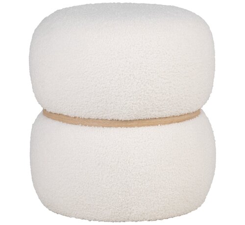 House Nordic Elegant Pouf - Milford - White - Ø38x41 cm