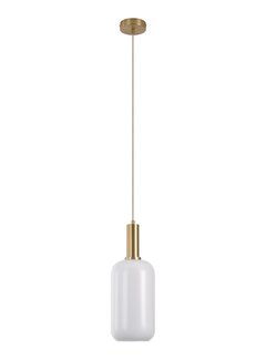 House Nordic Chelsea Pendant - Pendant in cylinder shaped white glass and brass socket, 150 cm fabric cord 150 cm fabric cord Bulb: E27/40W