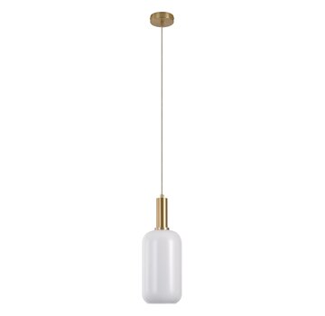 House Nordic Chelsea Pendant - Pendant in cylinder shaped white glass and brass socket, 150 cm fabric cord 150 cm fabric cord Bulb: E27/40W
