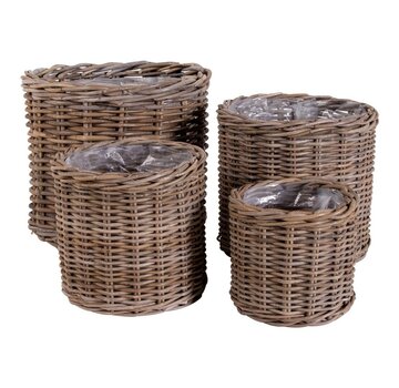 House Nordic Rattan Storage Baskets - Bogor - Set of 4 - 40x35x40 cm