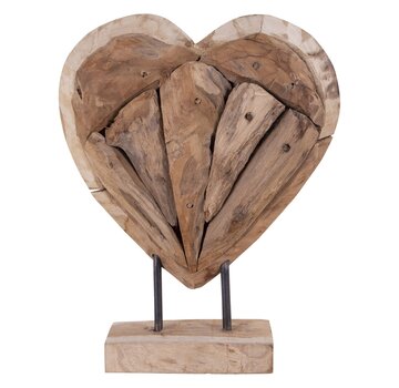 House Nordic Decoration Heart - Almada - Teak wood - 30cm