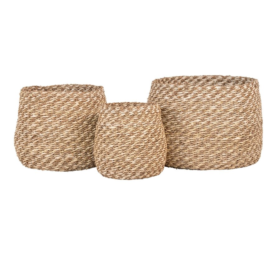 Round Storage Baskets - Venoso - Set of 3 - Natural