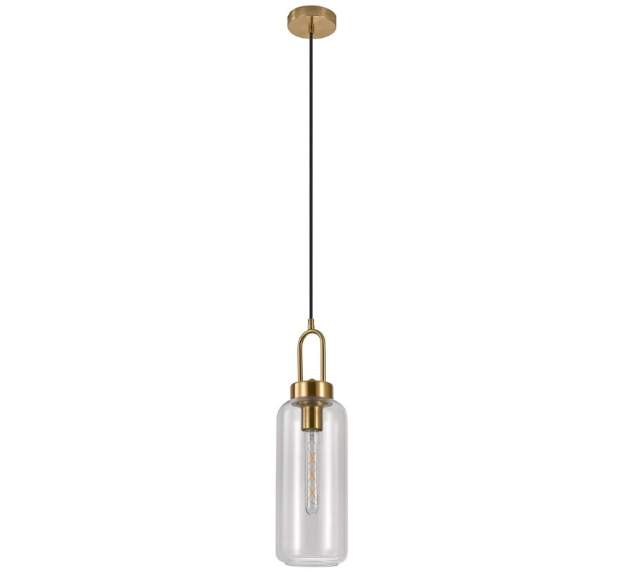 Luton Hanging Lamp - Glass with Gold - Ø13 cm, 150cm