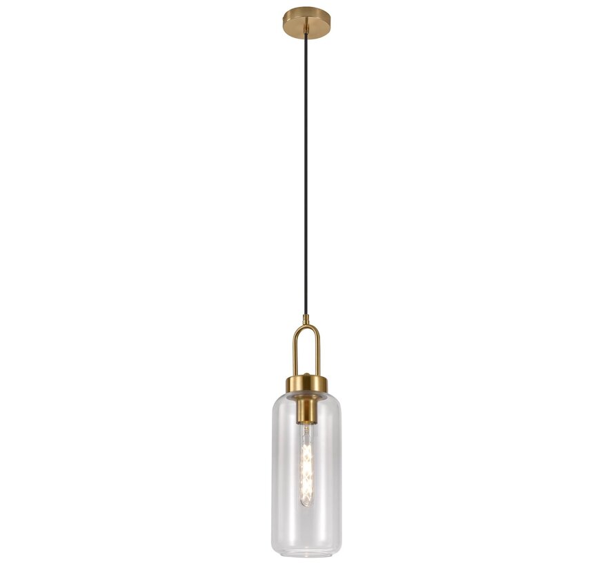 Luton Hanging Lamp - Glass with Gold - Ø13 cm, 150cm