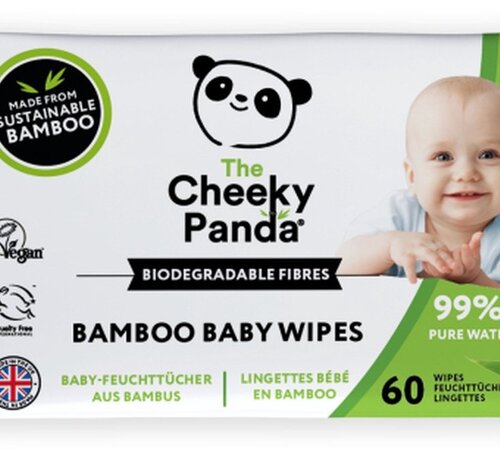 Cheeky Panda Lingettes humides pour bébé en bambou - Lot de 6 - Eau purifiée à 99 % - Cheeky Panda