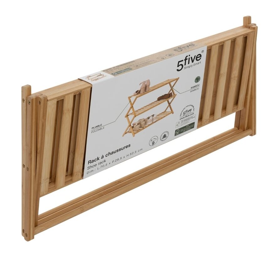 Plant rack with 3 shelves - Shoe rack - Bamboo - Foldable  - 70 x 52 x 28cm