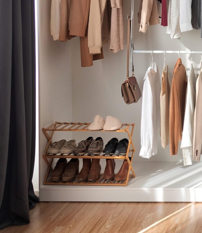 Plant rack with 3 shelves - Shoe rack - Bamboo - Foldable  - 70 x 52 x 28cm