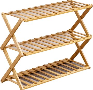  5Five Plant rack with 3 shelves - Shoe rack - Bamboo - Foldable  - 70 x 52 x 28cm