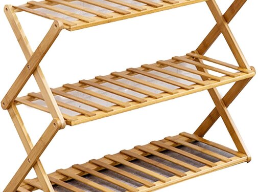  5Five Plant rack with 3 shelves - Shoe rack - Bamboo - Foldable  - 70 x 52 x 28cm