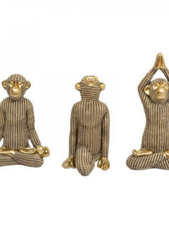 Atmosphera créateur d'intérieur Deco Monkey - Set of 3 - Gold - 14x8x18cm