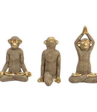 Atmosphera Deco Monkey - Set of 3 - Gold - 14x8x18cm