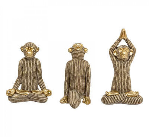 Atmosphera créateur d'intérieur Deco Monkey - Set of 3 - Gold - 14x8x18cm