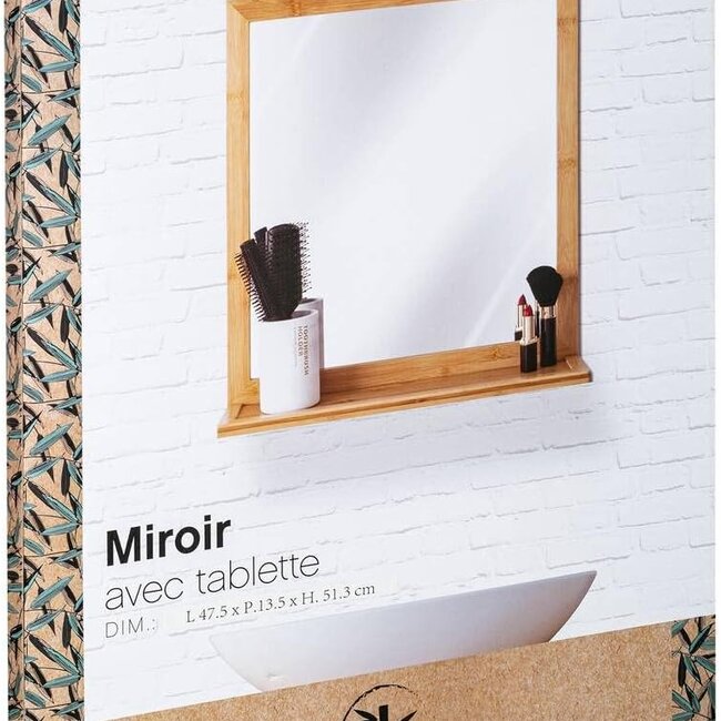 Mirror with Shelf - Natural - 48x14x51cm