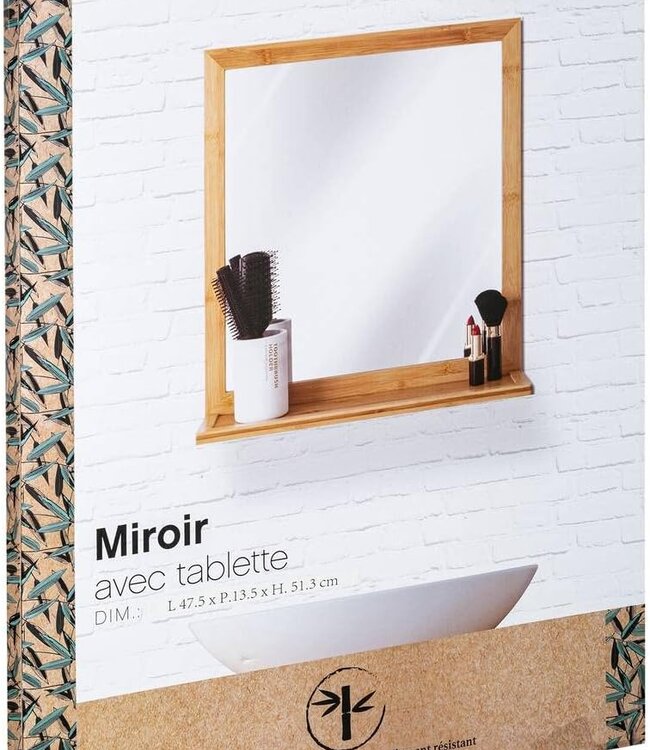 Mirror with Shelf - Natural - 48x14x51cm