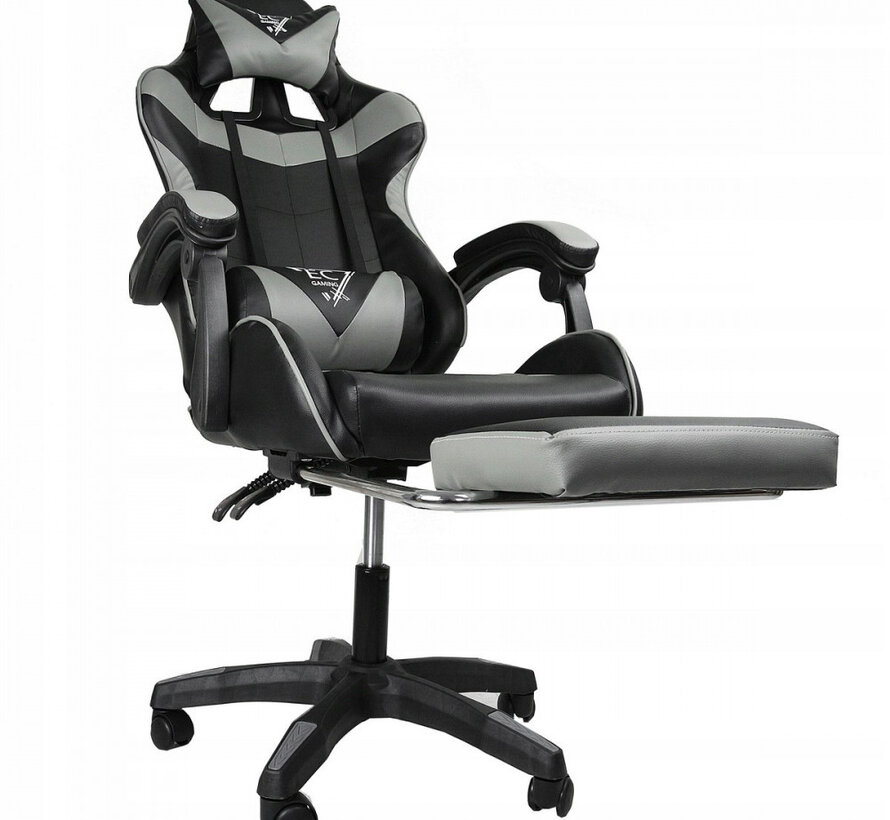 Chaise gamer - Ajustable - H. 116 - 123cm - Noir/Gris