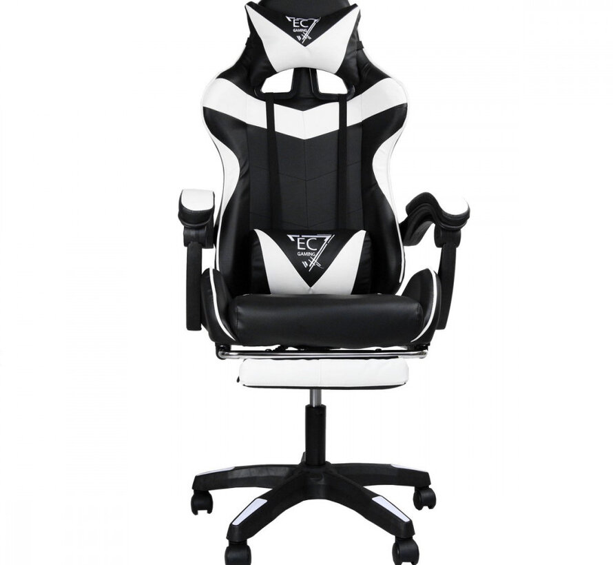 Chaise gamer - Ajustable - H. 116 - 123cm - Noir/Blanc