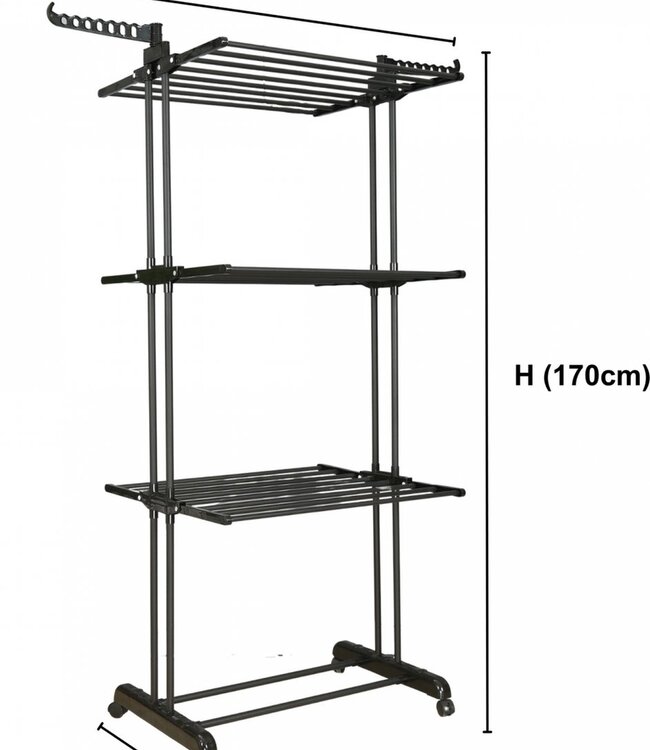 Laundry drying rack - Clothes rack - Foldable - Black