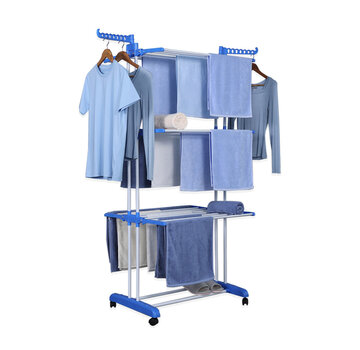 MSY Invest Étendoir à linge pliable - Étendoir à vêtements - Bleu