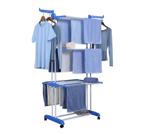 MSY Invest Étendoir à linge pliable - Étendoir à vêtements - Bleu