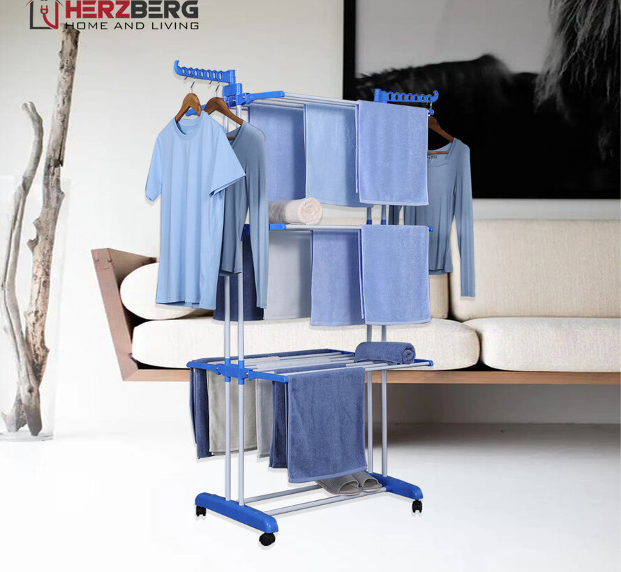 Étendoir à linge pliable - Étendoir à vêtements - Bleu