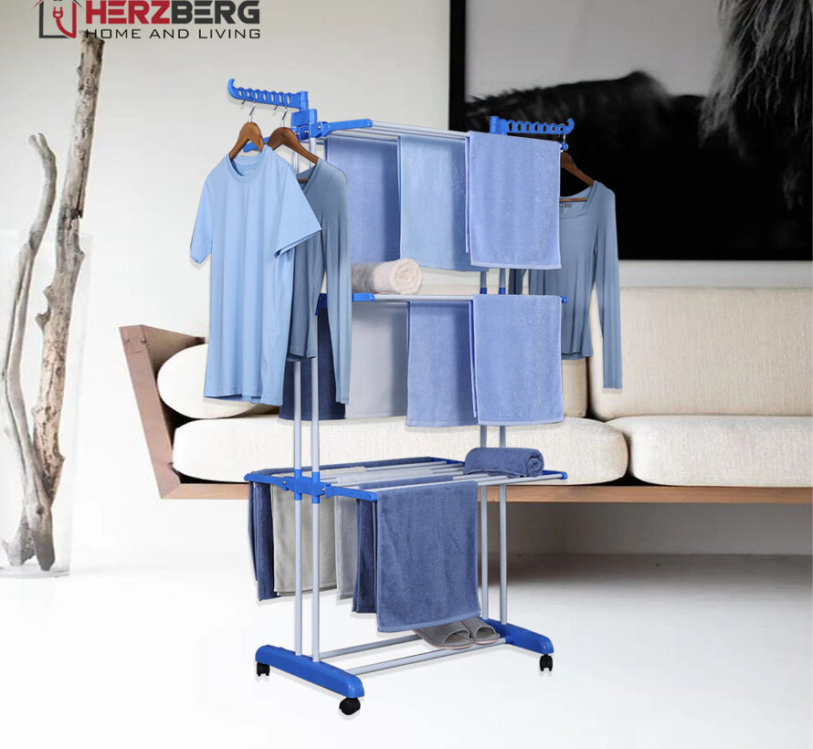Foldable Laundry Drying Rack - Clothes Rack - Blue